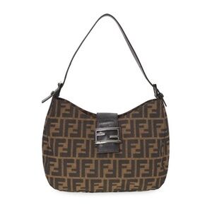 Fendi Zucca Canvas Baguette Shoulder Hobo Bag